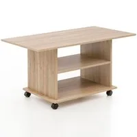 Wohnling Couchtisch WL5.739 95 x 51 x 54,5 cm Wohnzimmertisch Sofatisch mit Rollen (95x51x54,5 cm, Sofatisch Sonoma Drehbar mit Rollen), Wohnzimmertisch Rechteckig, Loungetisch Stauraum
