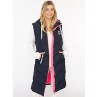 Zwillingsherz Steppweste "Strandglück" Doppel-Zipper, Kontrastdetails, Eingrifftaschen, modisch, knielang