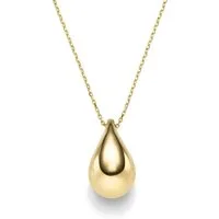 Schmuck Krone Goldkette Collier mit Anhänger Tropfen aus 585 Gelbgold 45cm, Gold 585
