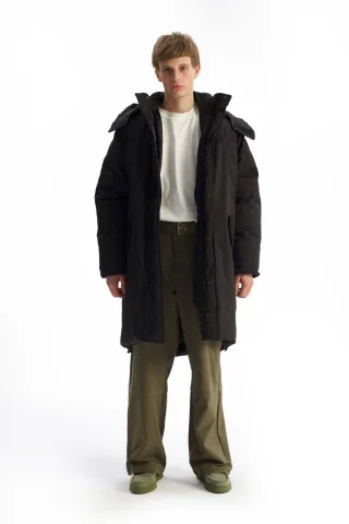Kapuzenshirt Lange Pufferjacke mit Taschen