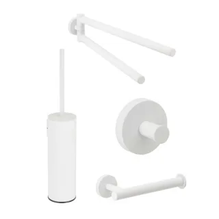 Herzbach Deep White Badaccessoires Set WC-Bürste, Papierrollenhalter, Handtuchhalter, Handtuchhaken