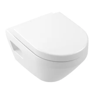 Villeroy und Boch Architectura WC-Set 4687CL01 35x48cm, oval, Wandmontage, TwistFlush, waagerecht, weiß Alpin