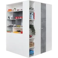 Lomadox Kleiderschrank SEATTLE-133 begehbar, 135x135cm, in Beton/weiß