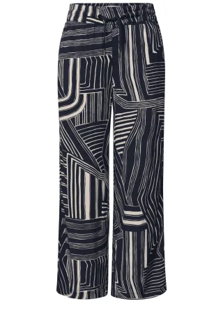 Street One - 7/8 High Waist Culotte mit Muster darkest blue - Gr. - 7