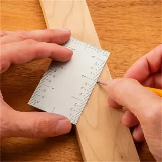 Stainless Steel Square Edge Ruler Compact Measuring Tool 8.9 x 5 cm Portable Metric and Inch Markings Professional Preci