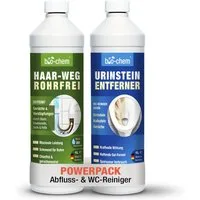 bio-chem Bad Reinigungsset 2-teilig – Abflussreiniger & Urinsteinentferner Badreiniger (Bad-Spezialmittel 2-teilig)