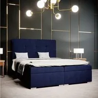 JVmoebel Boxspringbett Luxus Doppelbett Blau mit Polster und Bettkasten (1-St)