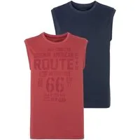 Man's World Muscleshirt (2er-Pack) ärmellos, bedruckt, Rundhalsausschnitt, aus 100% Baumwolle