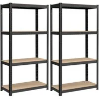 SONGMICS Standregal Regal, Lagerregal mit Stahlgestell, 2-tlg., 4 verstellbare Ablagen, bis 520 kg belastbar