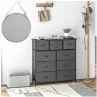 HOMCOM Kommode 10 Schubladen mit klappbaren Schubladen und Stahlrahmen (Aufbewahrungsschrank, 1 St., Stoffschublade), für Wohnzimmer, Schwarz