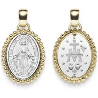 Schmuck Krone Kettenanhänger Amulett mit Madonna, Gravur, 585 Gold gelb/weiß, Gold 585