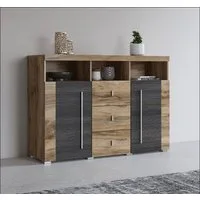 OTTO home Sideboard Roger,Breite 132cm, stilvolle Schrank, 2 Holztüren 3 Schubladen, Kommode mit viel Stauraum, Einlegeböden verstellbar