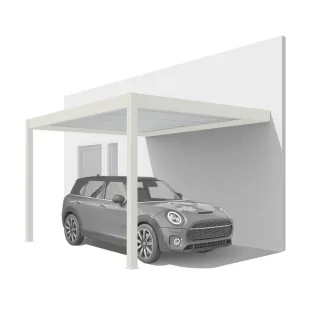 Carport Weiß, Basic, Weiß RAL 9016 Feinstruktur, 299.5 x 205.8 cm, Durchgangshöhe 205 cm, individuell konfigurieren