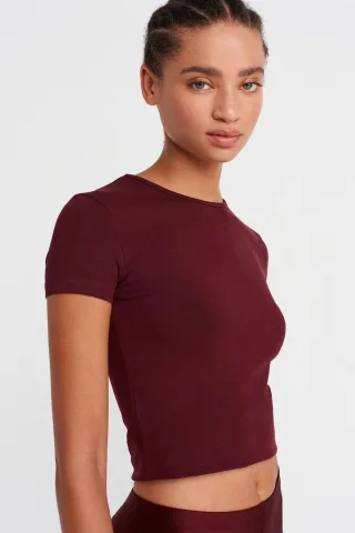 Damen Slim-Fit Crop Crew Neck T-Shirt