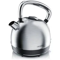 Arendo Wasserkocher Vintage Edelstahl Teekessel im Retro Style, GS Geprüft, Silber, 1,7 l, 2200 W, Überhitzung & Trockenkochschutz, automatische Abschaltung, Kalkfilter