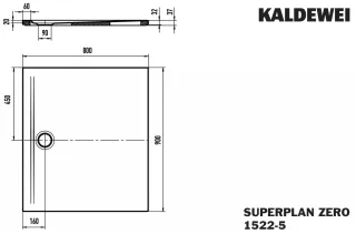 Kaldewei Duschwanne SUPERPLAN ZERO Mod.1522-5, 800 x 900, alpin. matt,PEFF,Wt extrafl. 352247983711