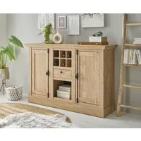 Home affaire Highboard Cornwall, Kommode im Landhausstil, Schrank, Sideboard, Eiche Dekor (1 St), verschnörkelte Metallgriffe, ausreichend Stauraum, 152 cm breit
