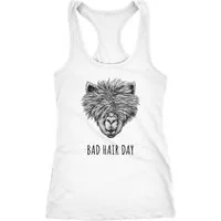 MoonWorks Tanktop Damen Tanktop lustig strubbelig haariges Lama Bad hair day Spruch Statement Fun-Shirt Alpaka Racerback Moonworks®