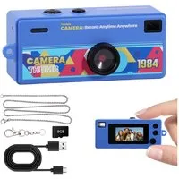 Pdgrid Retro Mini Daumenkamera 1080P mit Blitzlicht & 8GB TF-Karte Kompaktkamera (1080 MP, 4 Filter mit Type-C, Tragbare Kleinkamera für Alltag Reisen Geschenk)