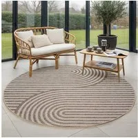 Carpettex Outdoorteppich Boho Flachgewebter Teppich, Rund, Höhe: 5 mm, Outdoor Teppich Wetterfest Modern Design Wohnzimmer Küchen Terrasse