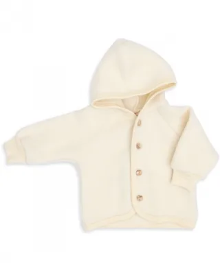Engel Natur Kapuzenjacke mit Holzknöpfen Merino Fleece 62/68 natur