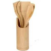Cheffinger Küchenorganizer-Set 6-tlg. Bambus-Küchenhelfer-Set mit Ständer – Nachhaltig & Praktisch, (6-tlg)