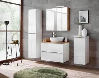 OUTLET Badmöbel Set 6-tlg Badezimmerset PERUGIA Weiss Hochglanz Set.3