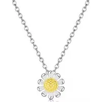 Runde Perlé Kette mit Anhänger zarte Kette mit kleinem Gänseblümchen Anhänger Blume, 925er Silber, 14K Gold (inkl. Geschenkverpackung)