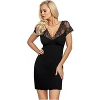 Donna Nachthemd Ivana (Set, 1-tlg., 1-teilig) Damen Sleepshirt ca.90cm Schlafshirt Viskose Kurzarm Spitze