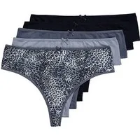 Ulla Popken Slip Strings 5er-Pack Animalmuster/einfarbig