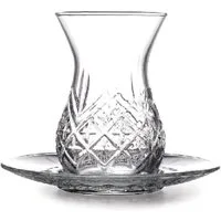 Pasabahce Teeglas Teeglas Set 12 Teilig 96992 mit Untertassen 132ml aus Glas transparent, 12-tlg.