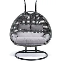 HOME DELUXE Hängesessel Polyrattan Hängesessel TWIN (inkl. Gestell, Korb, Sitzauflage, Montagezubehör, 4-St., Komplettset), Hängestuhl