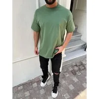 Megaman Jeans T-Shirt Herren Oversize T-Shirt O-Neck Rundhalsausschnitt Kurzarm Regular