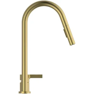 Ideal Standard 2-Loch-Küchenarmatur Gusto Ausladung 240mm 2F-Brause Brushed Gold, BD424A2 BD424A2