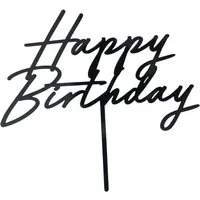 partydeco Tortenstecker, Cake Topper Happy Birthday 18x16cm Schwarz