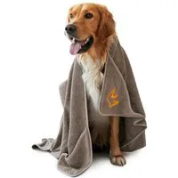 Rudelkönig Hundehandtuch aus Baumwolle, Hundehandtuch extra saugfähig mit Taschen, (1-St), 100% Baumwolle, Schnell trocknend, 6-Taschen-Griff