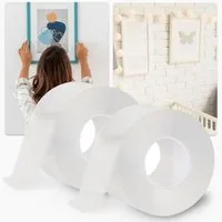shop'n smile ideoon Klebeband Nano-Klebeband Doppelseitig Transparent (5m), 110g/cm² Haltekraft (2-St., 1er-/2er-Set) Doppelseitig, wiederverwendbar, transparent & rückstandslos ablösbar