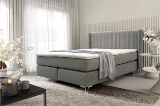 Boxspringbett Schlafzimmerbett AGNUS 140x200cm in Stoff Salvador Dunkelgrau