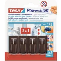 tesa Klebehaken tesa POWERSTRIPS® Vario Gardinenhaken Braun Inhalt: 4 St., (POWERSTRIPS)