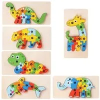 GICO Steckpuzzle Holzpuzzle Set für Jungen Mädchen aus Holz 6 er Pack - 3916, Puzzleteile