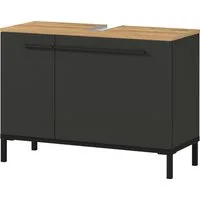 GERMANIA Waschbeckenunterschrank Yonkers Hochwertige ABS-Kanten, Griffe & hohe Füße aus Metall, Breite 80 cm