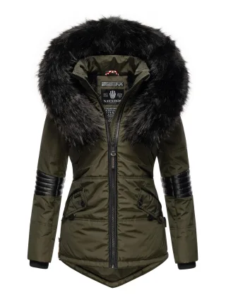 Navahoo Damen Winterjacke Nirvana – Warm, Mit Pompösem Kunstfellkragen & Teddyfellfutter