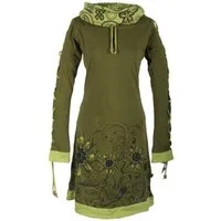 Vishes Midikleid Bedrucktes Blumen Kleid mit Schalkragen - Schnüren Ethno, Hippi, Boho, Goa Style