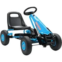 AIYAPLAY Go-Kart Tretauto mit Handbremse, verstellbarem Sitz, Vor- und Rückwärtsgang, für Kinder 3-8 Jahren, Blau