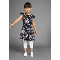 KIDSWORLD Jerseykleid Shirtkleid im trendigen Allover-Muster mit Flügelärmeln