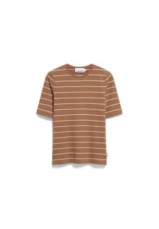 Armedangels - JAANISARA FINE STRIPE T-SHIRT pale umber-oatmilk - Gr. - XL