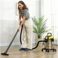HOMCOM Nass-Trocken-Sauger mit Rollen, 1200 W, mit Beutel, 3-faches Filtersystem, 20 L Staubbehälter, Mehrfarbig