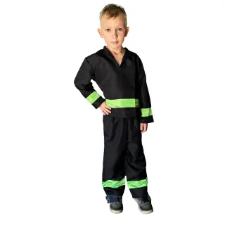 Kinderkostüm Feuerwehrfrau-/mann | Feuerwehrstore | Kinder Feuerwehranzug | Größe 104 & 116 | schwarz/gelb | ideal für Fasching, Geburtstag etc. 116