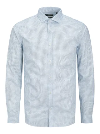 JACK&JONES - JPRBLABLACKPOOL PRINT L/S SHIRT SN chambray blue - Gr. - S