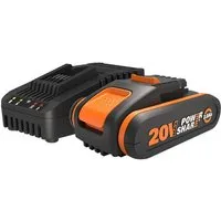Worx WA3601 Akku Starter-Set (20 V), Schnellladetechnologie, PowerShare-Kompatibilität